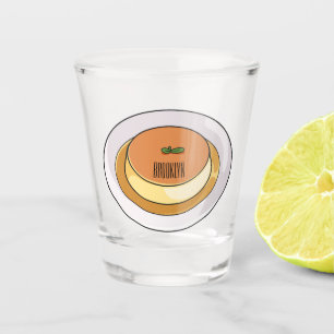 Creme caramel cartoon illustration shot glass