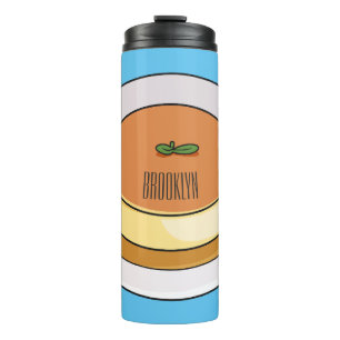 Creme caramel cartoon illustration thermal tumbler