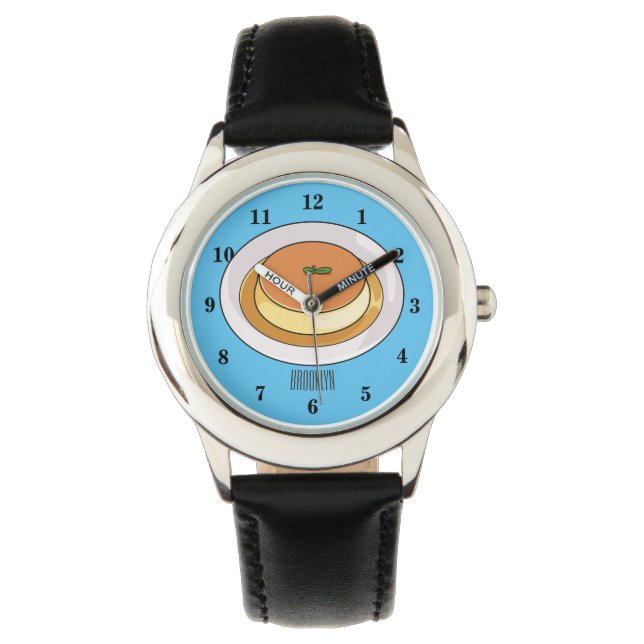 Creme caramel cartoon illustration watch (Front)