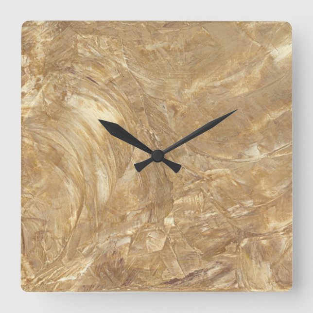 Creme Marble Faux Finish Square Wallclock (Front)