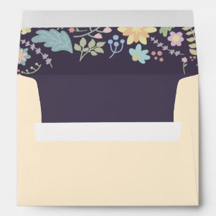 Creme Pink Aqua Purple Modern Floral Wedding   Envelope