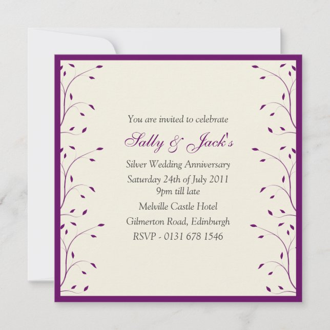 Creme & Purple Anniversary Party Invitation (Front)