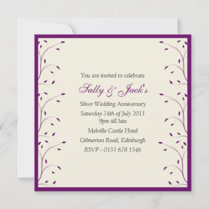 Creme & Purple Anniversary Party Invitation