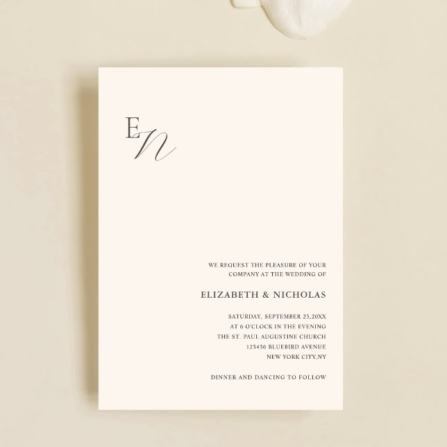 creme simple digital wedding invitation template (Creator Uploaded)