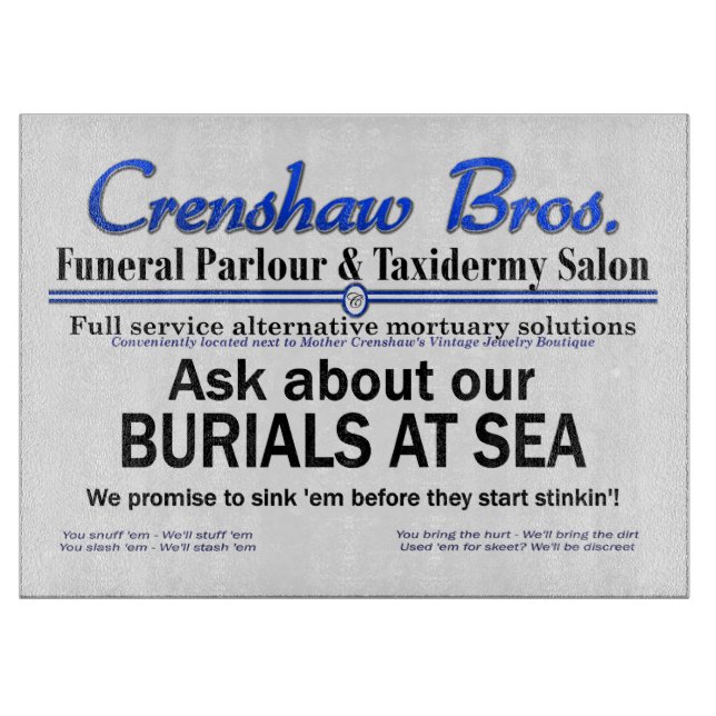 Crenshaw Bros Burial At Sea Promo Merch Cutting Board (Front)