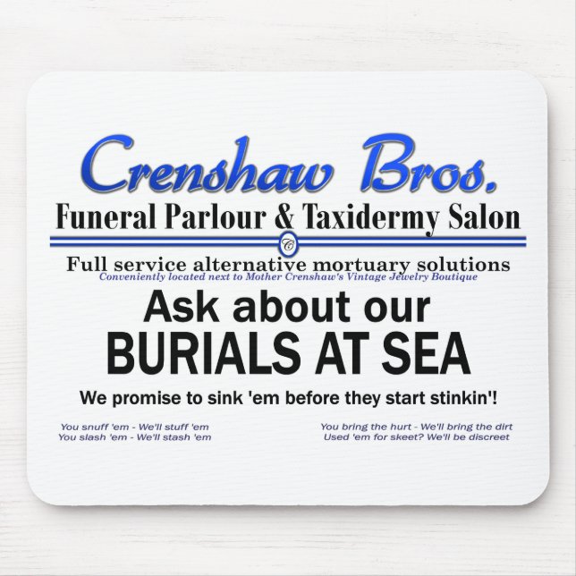 Crenshaw Bros Burial At Sea Promo Merch Mouse Mat (Front)