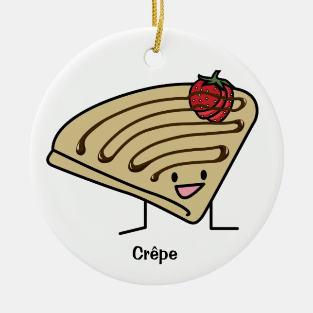 Crepe pasty Strawberry dessert chocolate French Ceramic Tree Decoration (Front)