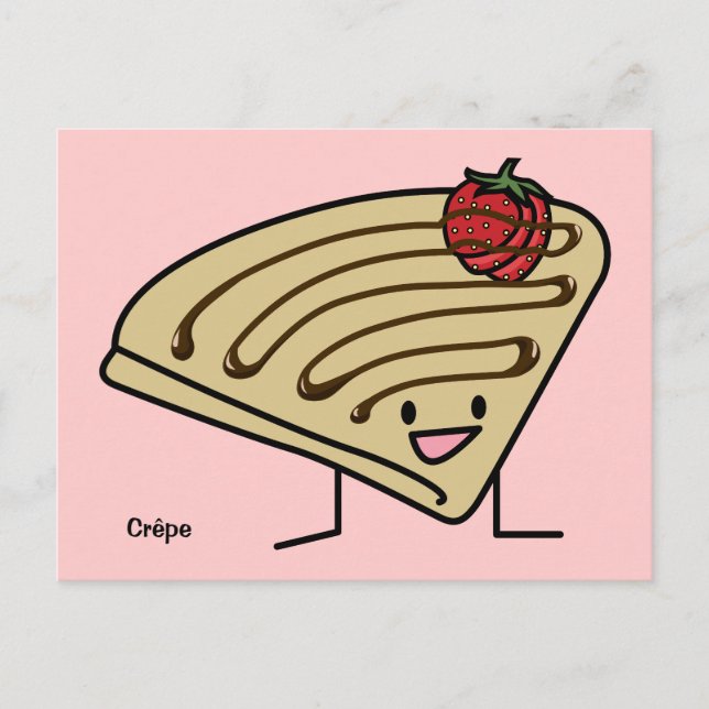 Crepe pasty Strawberry dessert chocolate French Postcard (Front)