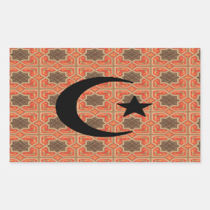 Crescent and Star with Persian Tile Background Rectangular Sticker