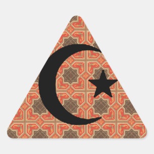Crescent and Star with Persian Tile Background Triangle Sticker