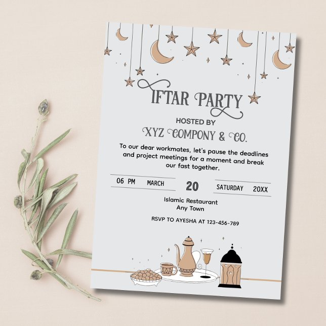 crescent and stars iftar invitation for employees (Creator Uploaded)
