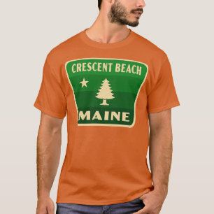 Crescent Beach Maine Retro Pine Tree Badge Green T-Shirt
