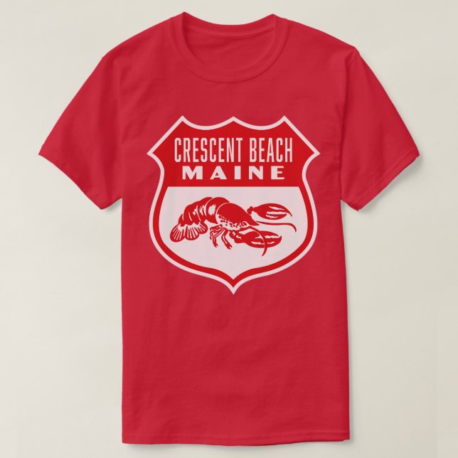 Crescent Beach Maine Retro  Shield Red T-Shirt (Design Front)