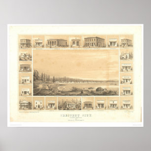 Crescent City, CA. Panoramic Map 1857 (0465A) Poster