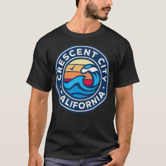 Crescent City California CA Vintage Nautical Waves T-Shirt