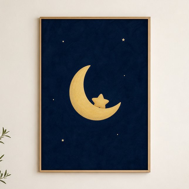 Crescent Cradle Watercolour Celestial Art Poster (Shown framed for scale. Poster ships unframed; frames are an optional add-on.)