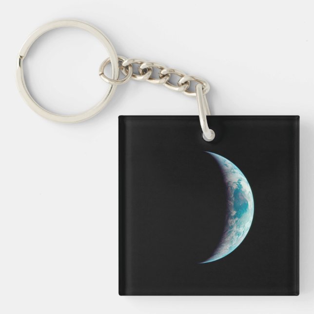 crescent earth planet science space universe geek  key ring (Front)