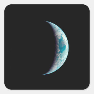 crescent earth planet science space universe geek  square sticker