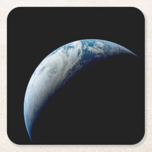 Crescent Earth Taken From The Apollo 4 Mission. Square Paper Coaster