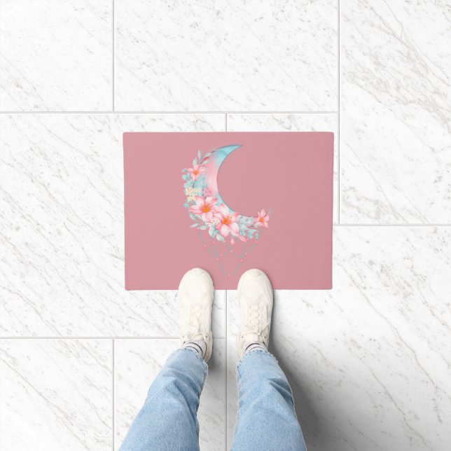 Crescent Floral Moon  Doormat (Indoor)