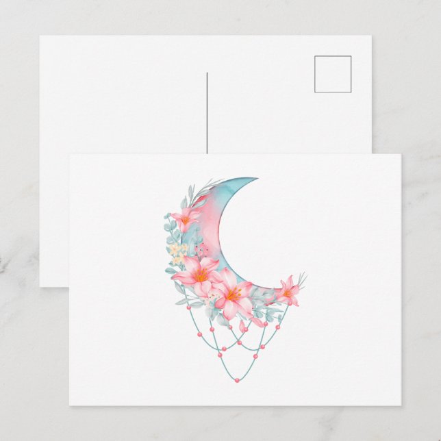 Crescent Floral Moon  Postcard (Front/Back)