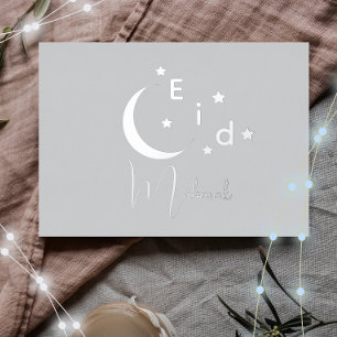 Crescent Luxury Silver Foil Eid Mubarak Card