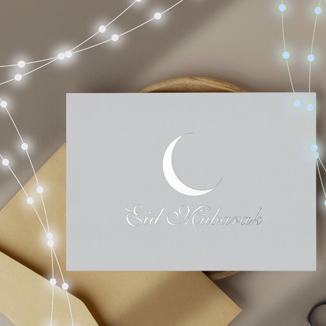 Crescent Luxury Silver Foil Eid Mubarak Card (Creator Uploaded)