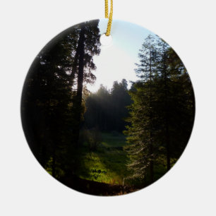 Crescent Meadow Morning at Sequoia National Park Ceramic Tree Decoration