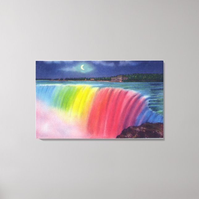 Crescent Moon above Illuminated Horseshow Canvas Print (Front)