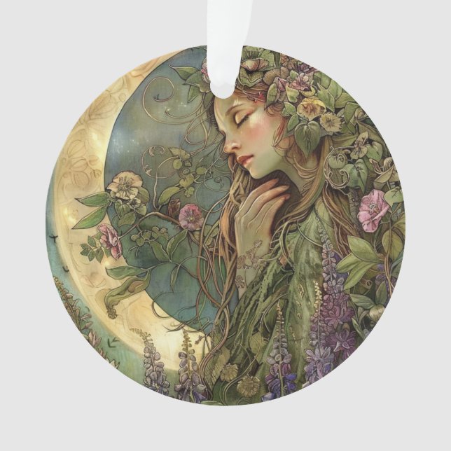 Crescent Moon Acrylic Ostara  Ornament (Front)