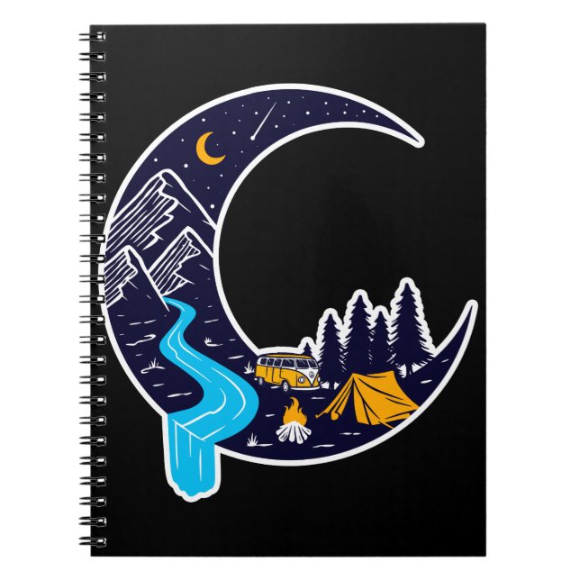 Crescent Moon Adventure Camping Notebook (Front)