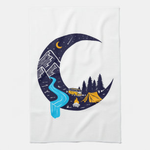 Crescent Moon Adventure Camping Tea Towel