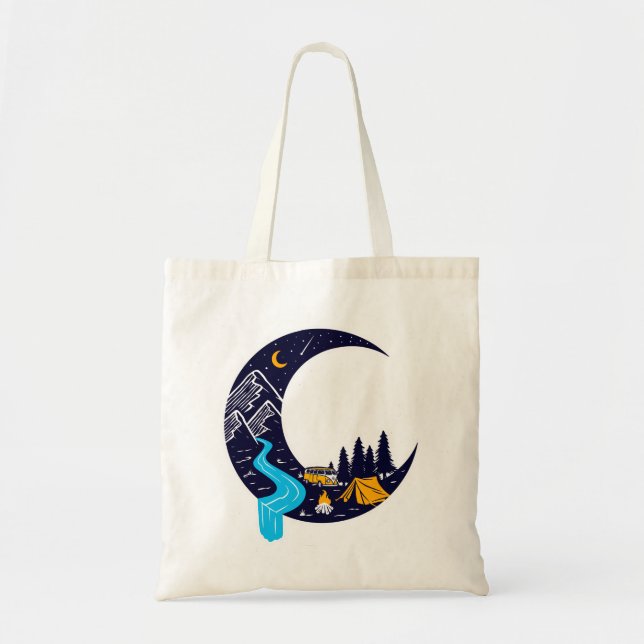 Crescent Moon Adventure Camping Tote Bag (Front)