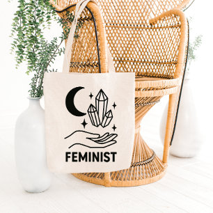 Crescent Moon and Crystal Magic Tote Bag Design