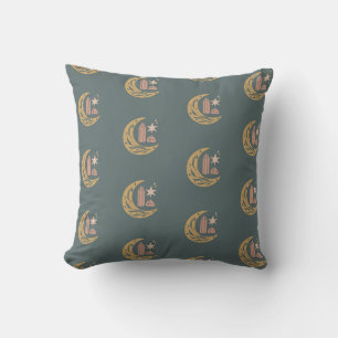 Crescent Moon and Crystal Pattern Cushion