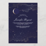 Crescent Moon and Night Stars Sweet 16 Invitation<br><div class="desc">Enchanted evening - starry night navy birthday party - sweet 16 invitations with gold foil effect stars and crescent moon.</div>