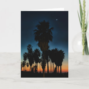Crescent Moon And One Star On Sunset Card