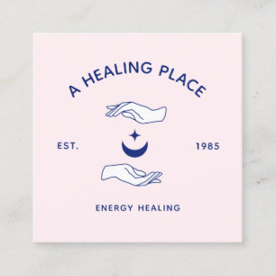 Crescent Moon and Star Hands Energy Worker Square Business Card