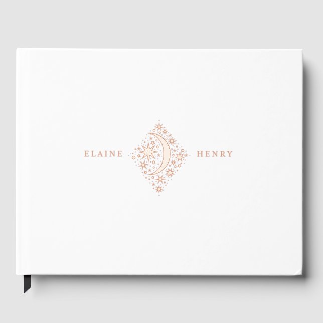 Crescent Moon and Stars Guest Book (Front)