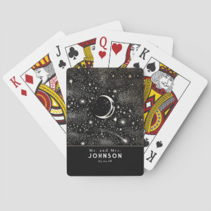 Crescent Moon and Stars Starry Night Celestial  Playing Cards