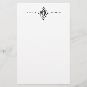 Crescent Moon and Stars Stationery
