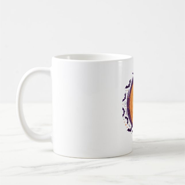 Crescent Moon Bats Halloween Night Pattern Coffee Mug (Left)