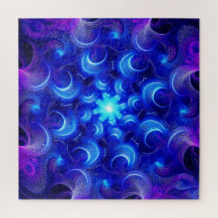 Crescent Moon Blue Fractals Jigsaw Puzzle