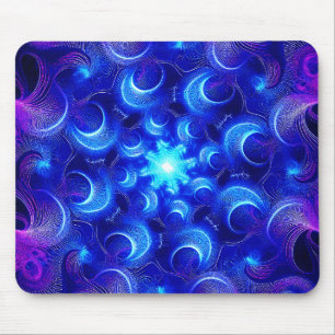 Crescent Moon Blue Fractals Mouse Mat