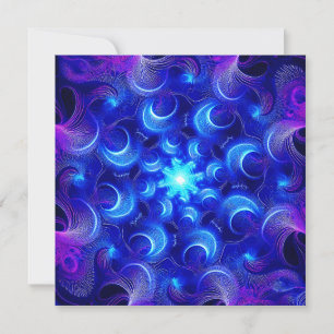 Crescent Moon Blue Fractals Thank You Card