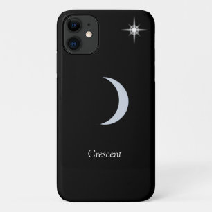 Crescent moon, calligraphy and star on black iPhone 11 case