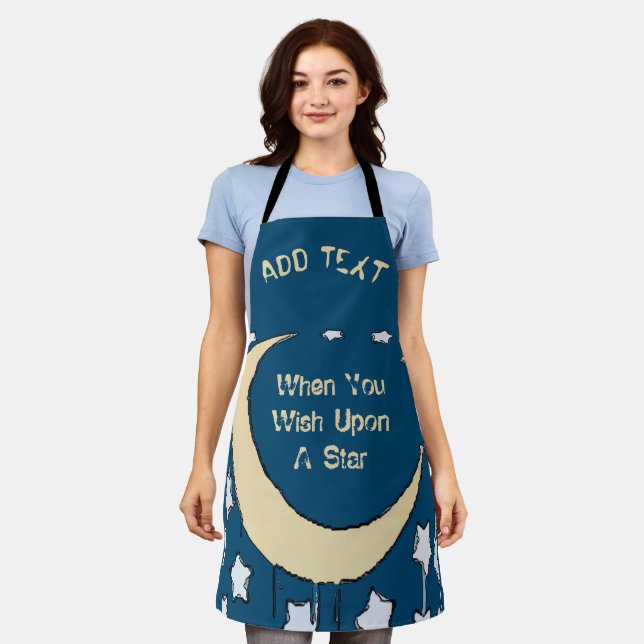 Crescent Moon Cartoon Design add text, Apron (Worn)