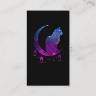 Crescent Moon Cat Mystical Pastel Goth Spiritual Business Card