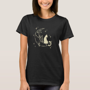 Crescent Moon Cat Star Mystical Celestial Cat Love T-Shirt