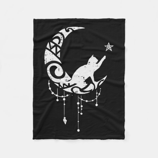 Crescent Moon Cat Star Mystical Celestial Women Gi Fleece Blanket (Front)